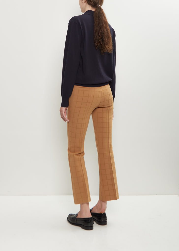Stretch Cotton Matte Shine Windowpane Kick Pant