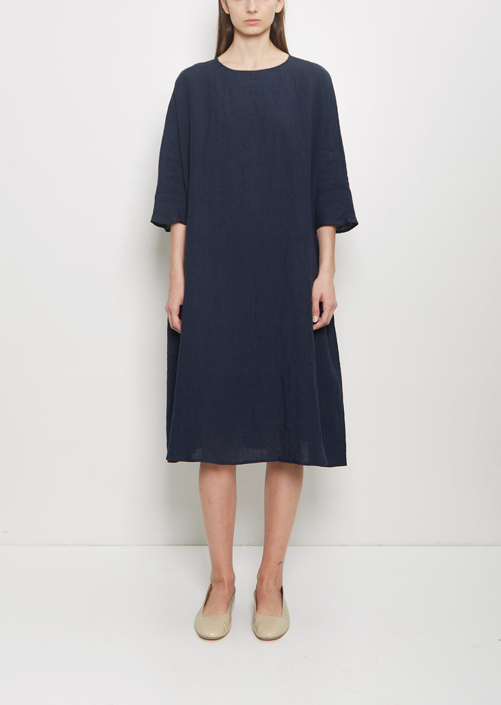 Linen Loose Dress — Blue