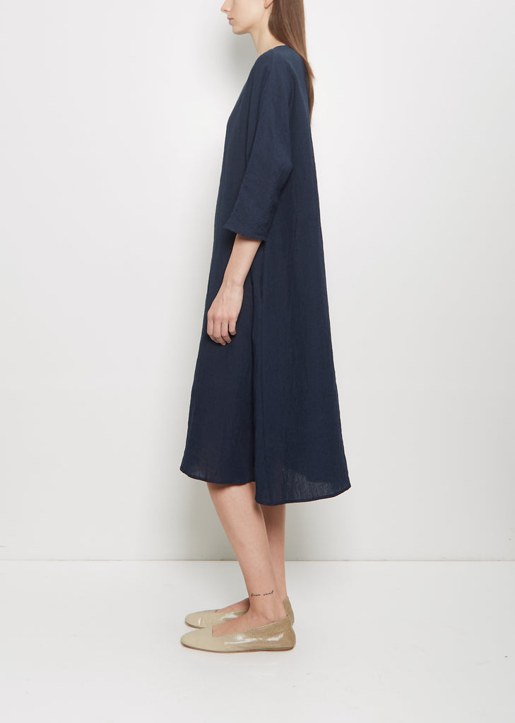 Linen Loose Dress — Blue