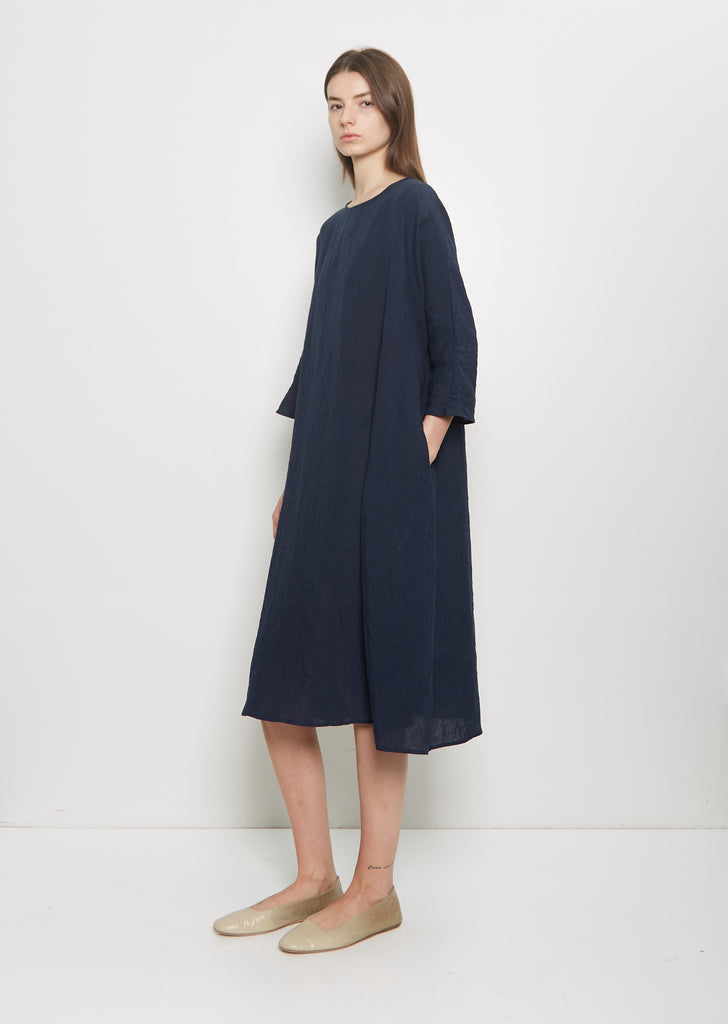 Linen Loose Dress — Blue