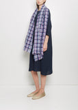 Linen Cotton Monsoon Plaid Stole — Pearl Blue