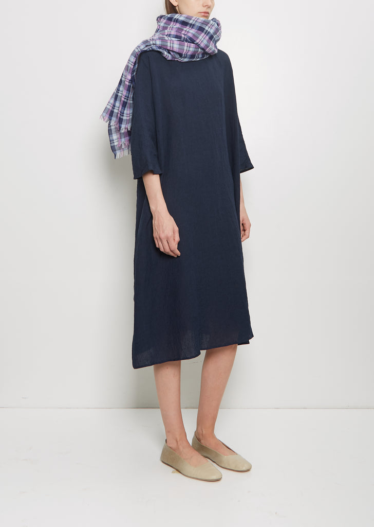 Linen Cotton Monsoon Plaid Stole — Pearl Blue