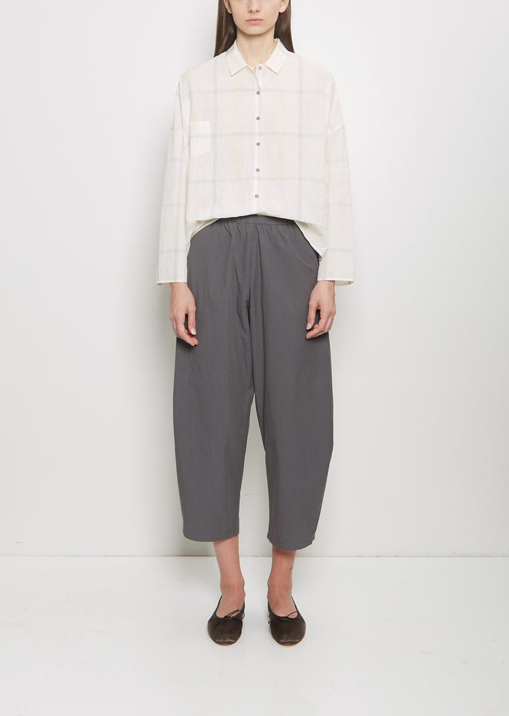 Cotton Gabardine Curved Pull On Pant — Cement