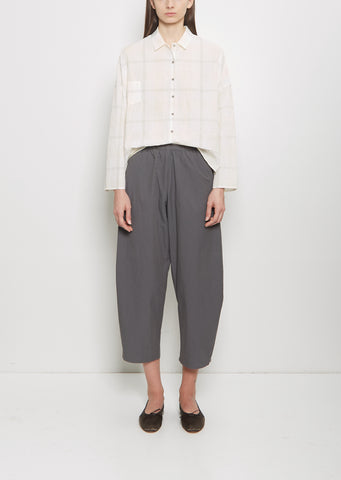 Cotton Gabardine Curved Pull On Pant — Cement