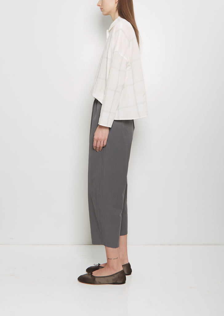 Cotton Gabardine Curved Pull On Pant — Cement