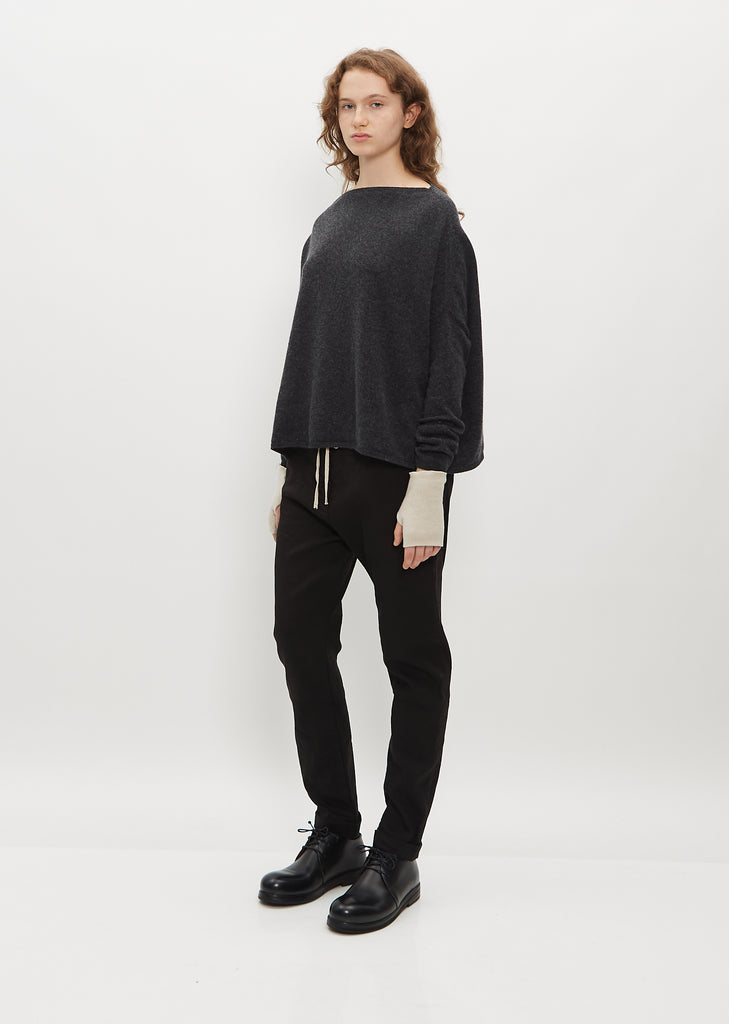 Short Fingerless Cashmere Gloves — Fog