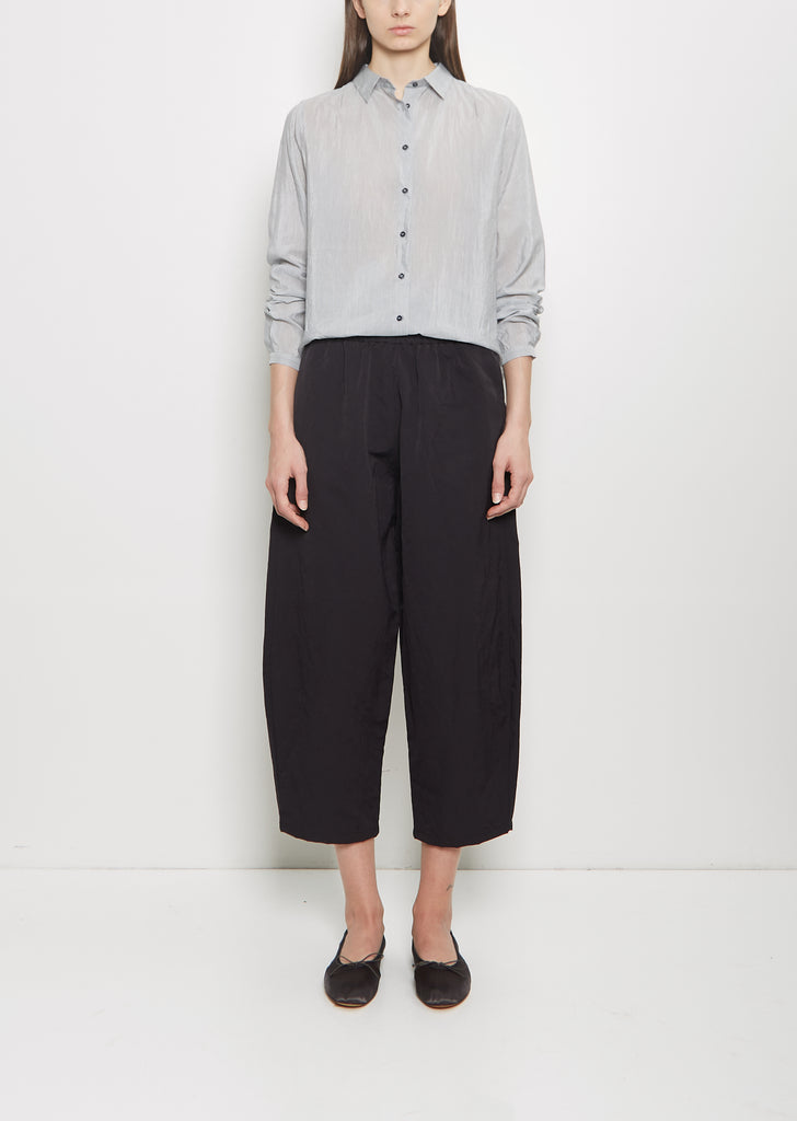 Technical Linen Curved Pull On Pant — Black