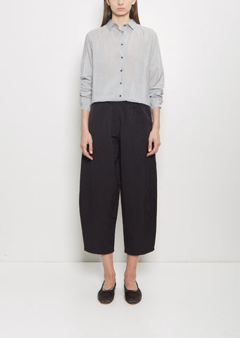 Technical Linen Curved Pull On Pant — Black