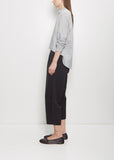 Technical Linen Curved Pull On Pant — Black