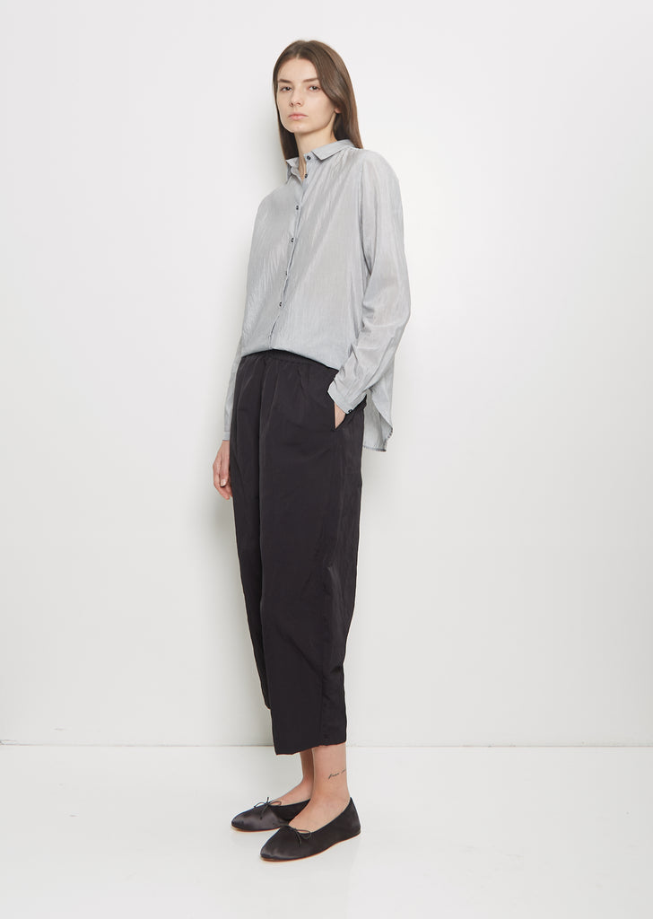 Technical Linen Curved Pull On Pant — Black