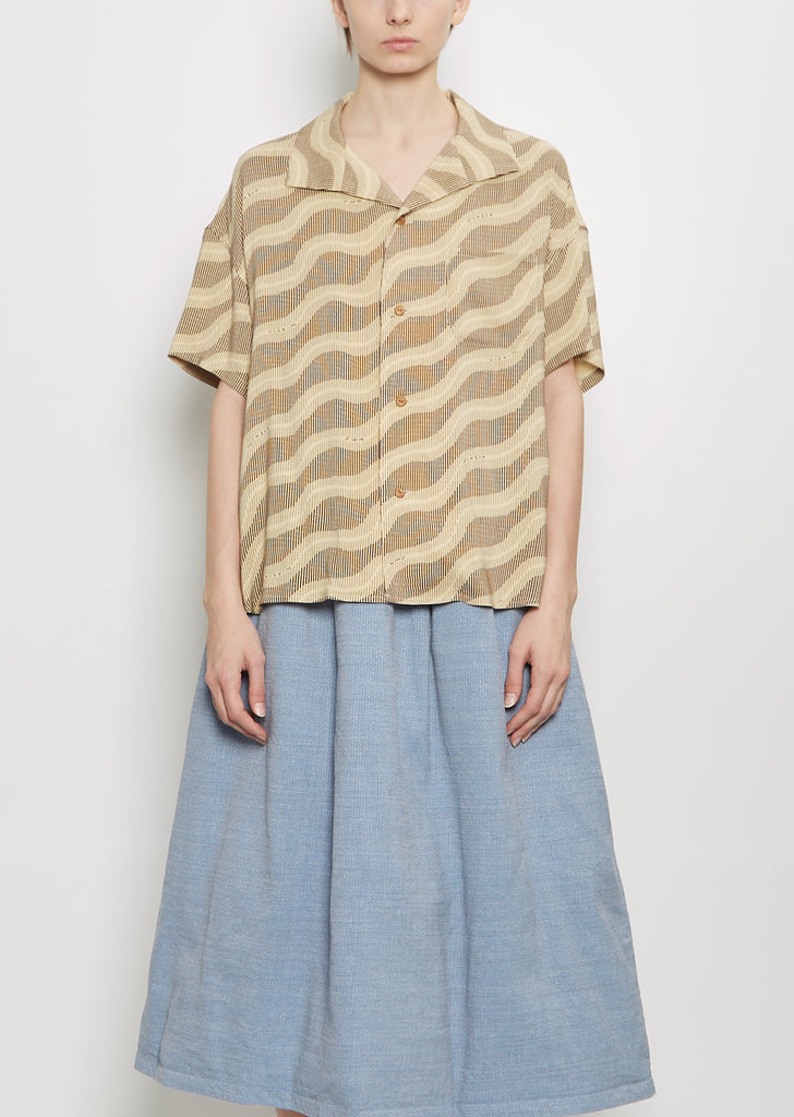 Julie Open Collar Blouse — Brown