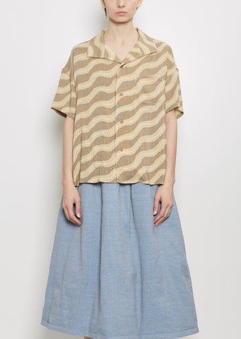 Julie Open Collar Blouse — Brown