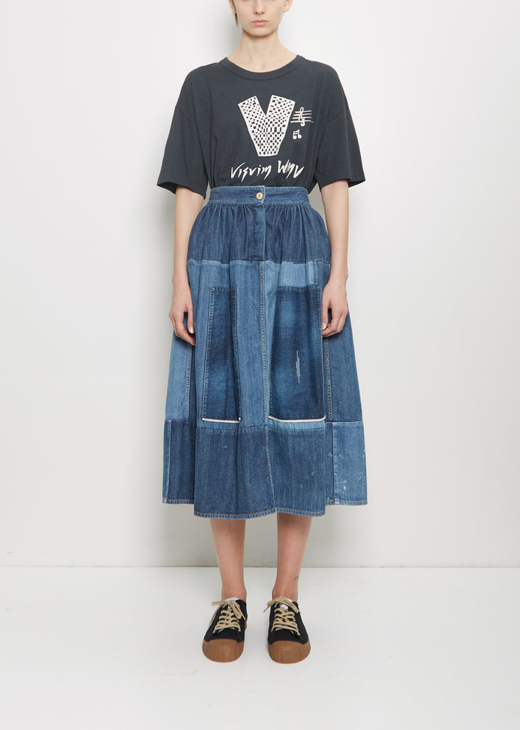 Denim Elevation Patchwork Skirt
