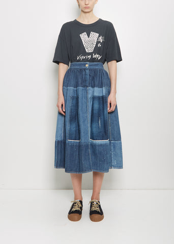 Denim Elevation Patchwork Skirt