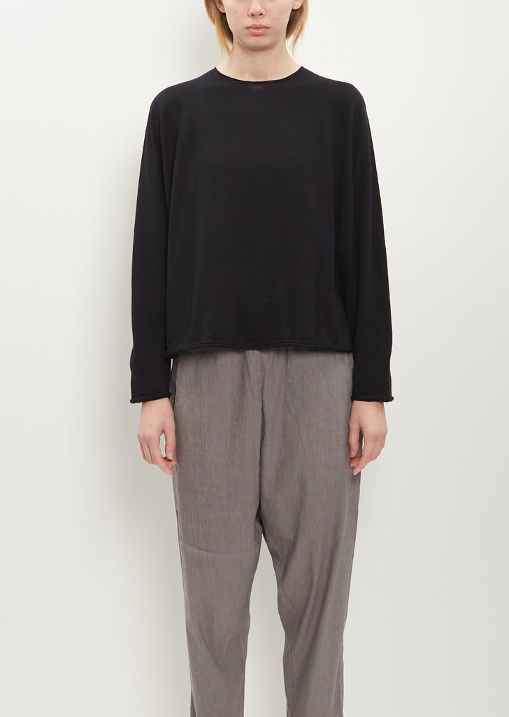 Cotton Linen Pullover — Black