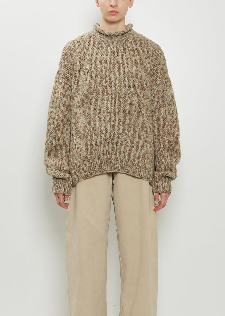 Hand-Knit Alpaca Merino Wool Sweater — Tobacco Paint