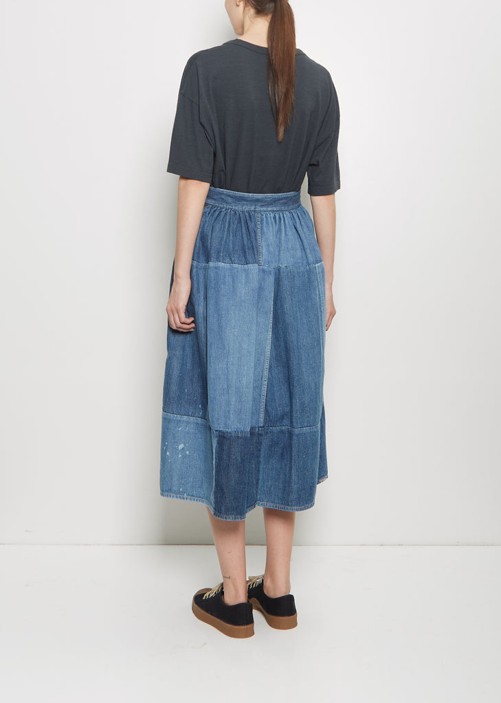 Denim Elevation Patchwork Skirt