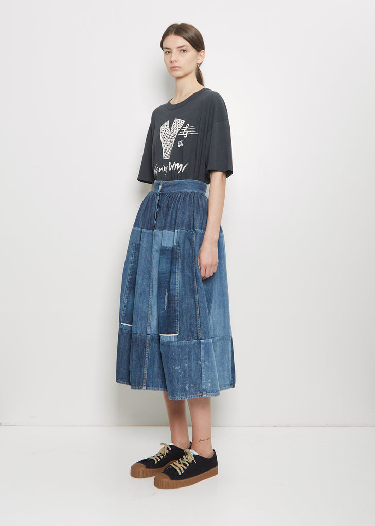 Denim Elevation Patchwork Skirt