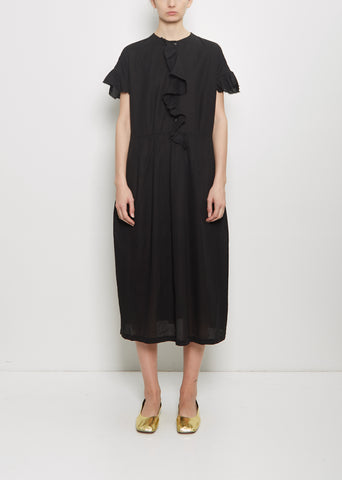 Coated Cotton Viyella Dress — Black