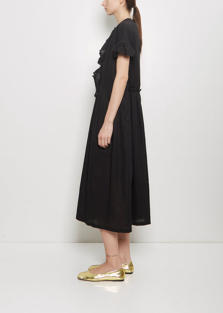 Coated Cotton Viyella Dress — Black