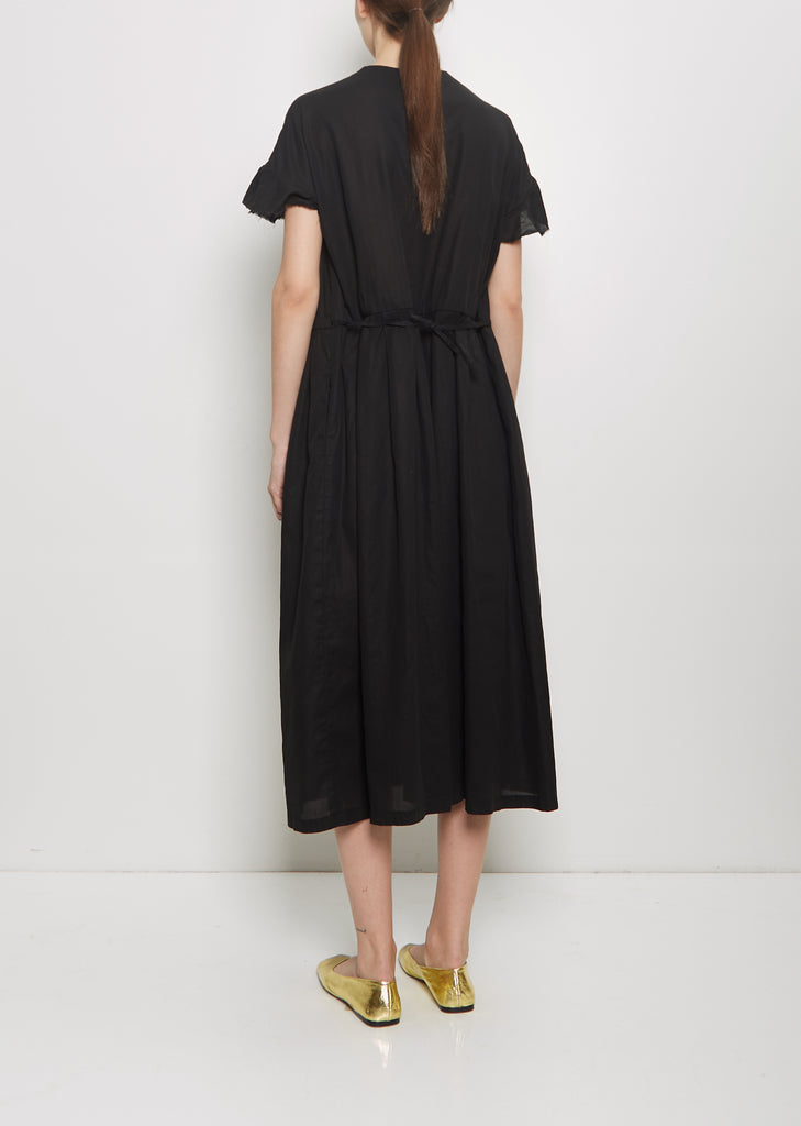 Coated Cotton Viyella Dress — Black