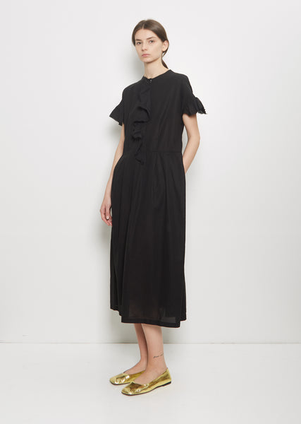 Coated Cotton Viyella Dress — Black – La Garçonne