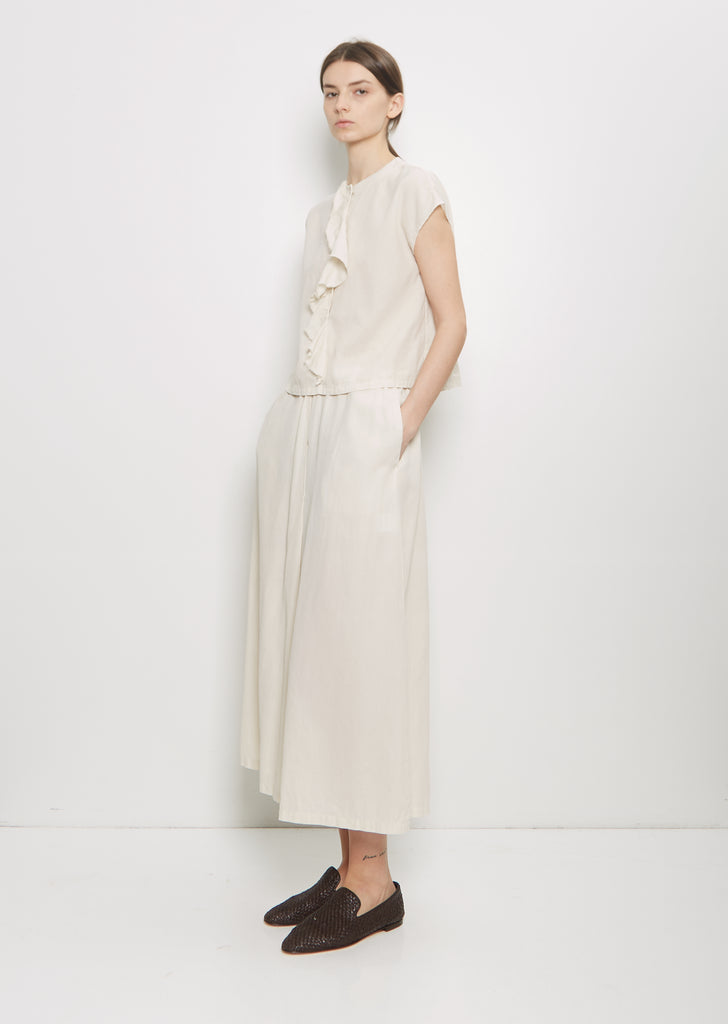 Coated Cotton Viyella Wide Pants
