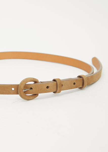 Leather Narrow Belt - W — Kudu Beige