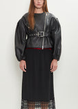 Sculpted Belt Detail Biker Jacket