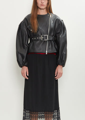 Sculpted Belt Detail Biker Jacket