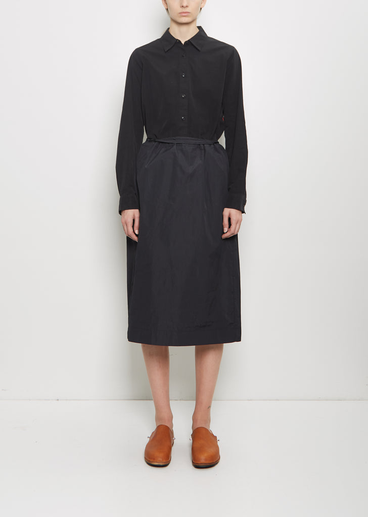 Square Cotton Blend Skirt — Black