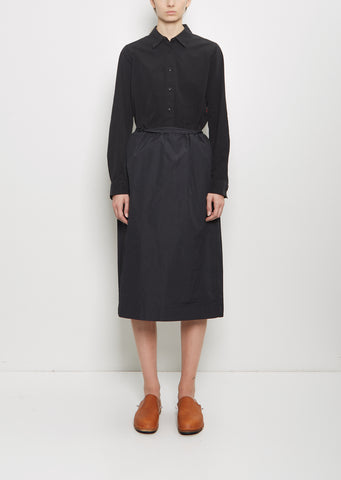 Square Cotton Blend Skirt — Black