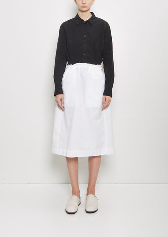 Square Cotton Blend Skirt — White