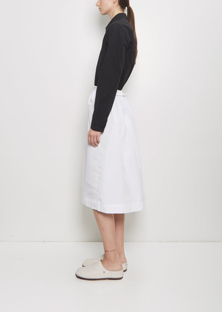 Square Cotton Blend Skirt — White