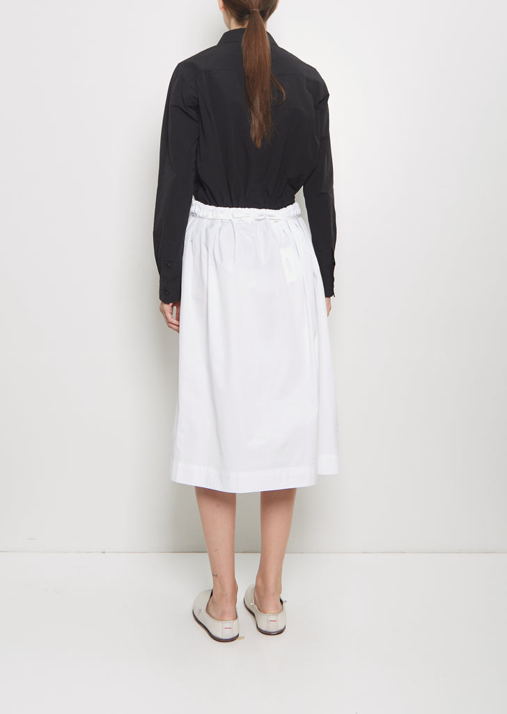 Square Cotton Blend Skirt — White