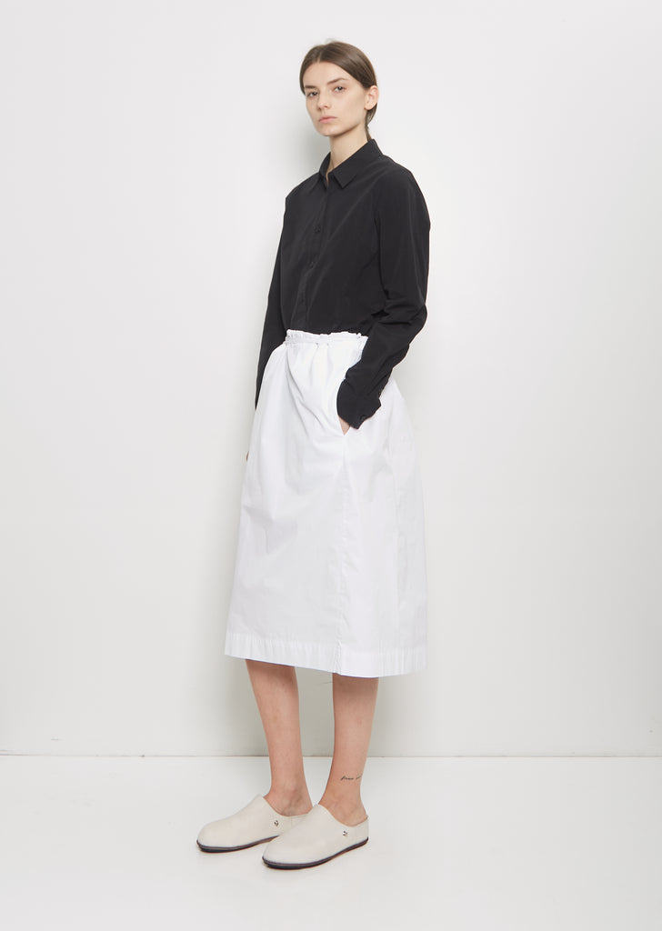 Square Cotton Blend Skirt — White