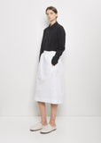 Square Cotton Blend Skirt — White