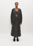Wool Cord Rib Knit Cardigan
