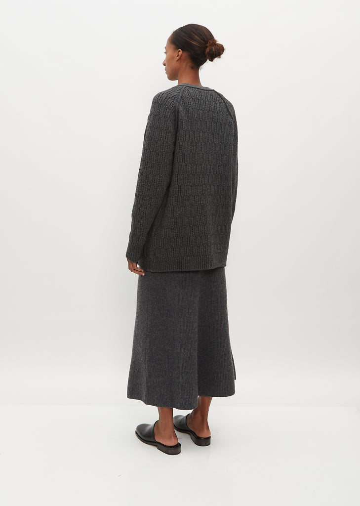 Wool Cord Rib Knit Cardigan