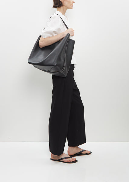 Women's Leather Bucket Bag in Black & Silver - Thursday