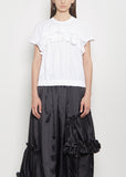 Cotton Ponte Ruffle T-Shirt — White