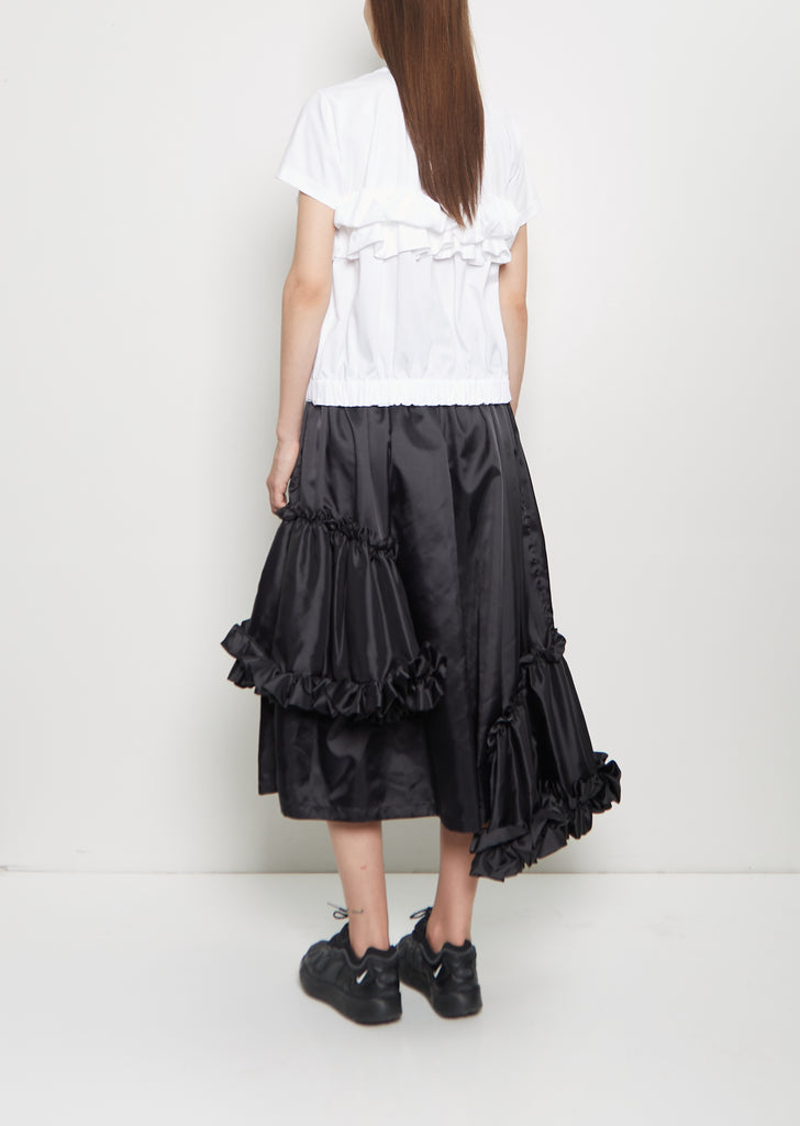Cotton Ponte Ruffle T-Shirt — White