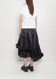 Cotton Ponte Ruffle T-Shirt — White