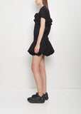 Cotton Ponte Ruffle T-Shirt — Black