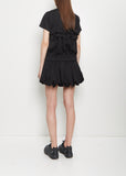 Cotton Ponte Ruffle T-Shirt — Black