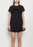 Cotton Ponte Ruffle T-Shirt — Black