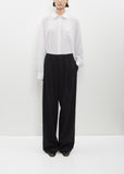 Wool Pleated Long Pull-On Pant