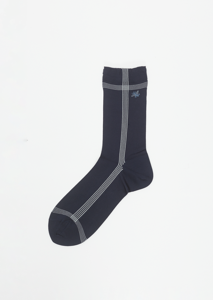 Side Line Silk Socks — Navy