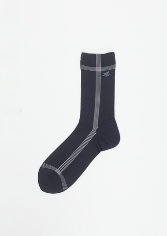 Side Line Silk Socks — Navy
