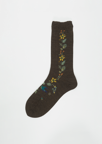 Peace Bird Socks — Brown